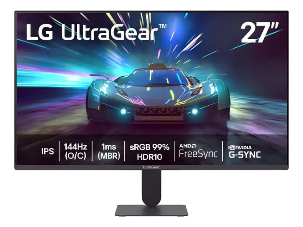 LG UltraGear Monitor Gamer 27" IPS 144Hz (O/C) 1ms (MBR) Full HD (1920x1080) HDR10 NVIDIA G-SYNC AMD FreeSync, Preto - 27G411A