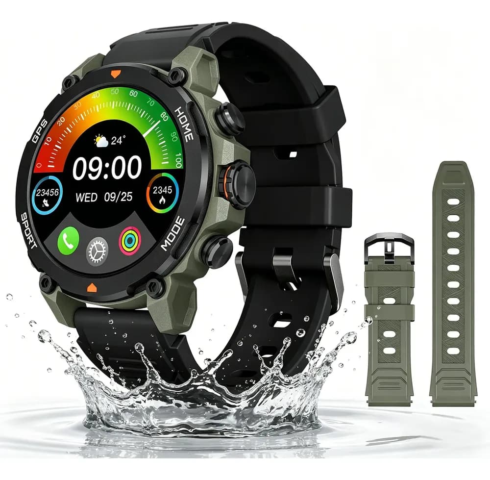 Smartwatch Aurafit G6 Verde Militar Whatsapp Com 5atm E Gps Verde Militar Sport 2 Pulseiras De Relógio