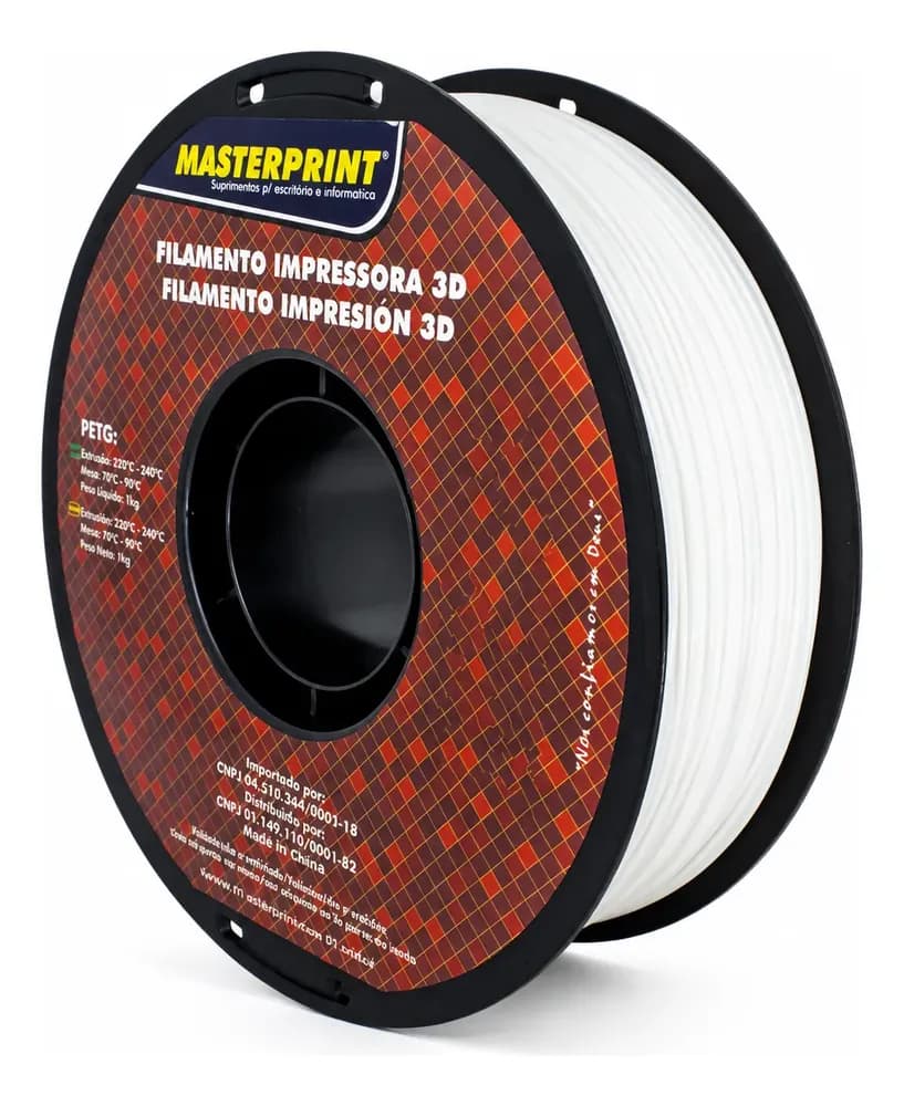 Filamento Impressão 3d 1,75mm 1kg Masterprint Petg Cor Branco Branco