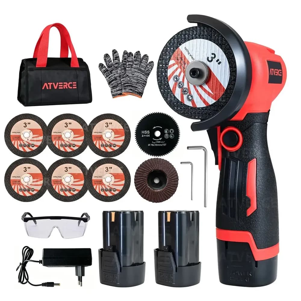 Mini Esmerilhadeira Atverce a Bateria Kit de 76 mm (3") com 2 Baterias e Maleta