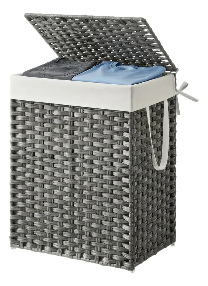 Cesto De Roupa Sintético 90l,para Roupas E Cobertores, Sala Cor Cinza