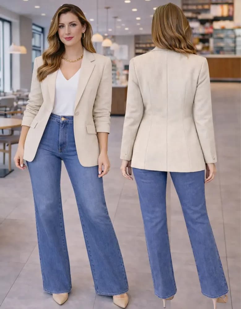 Blazer Feminino Terninho Social Alfaiataria Com Botão
