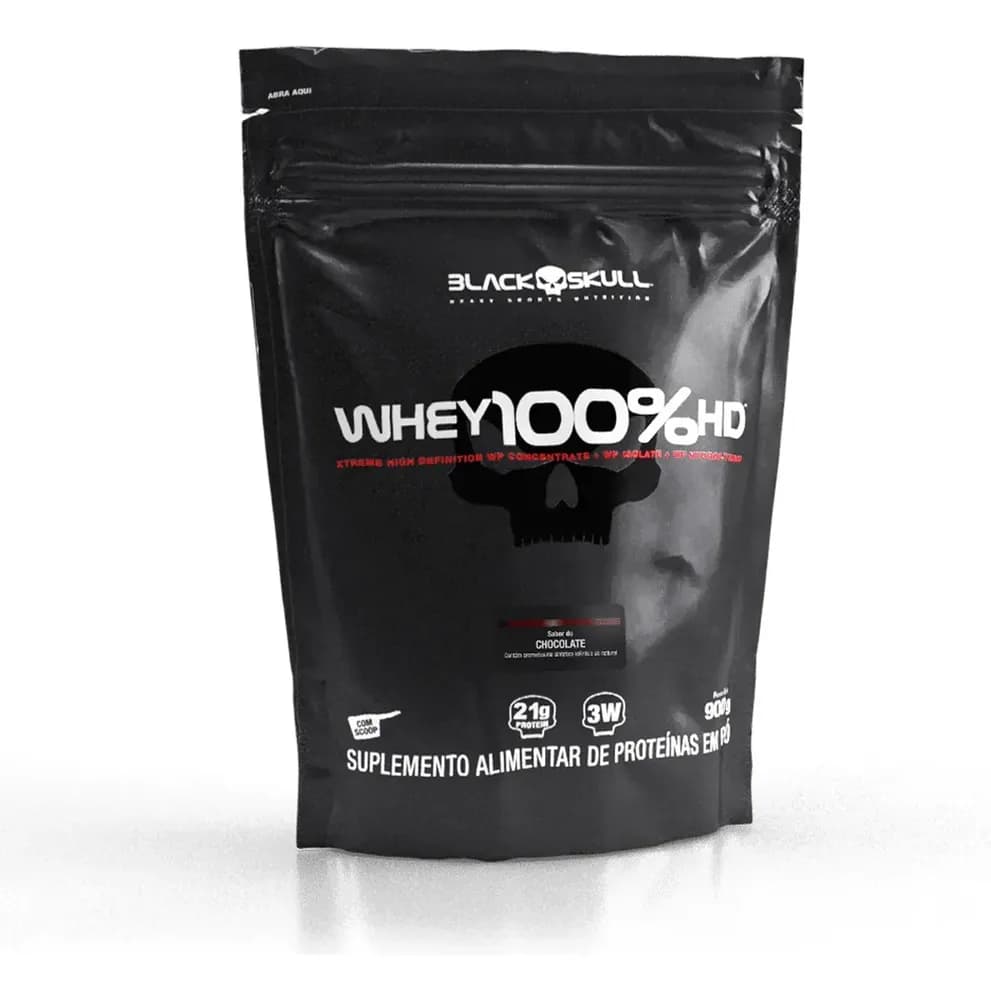 Suplemento em pó Black Skull Whey 100% HD sabor Chocolate 900 g