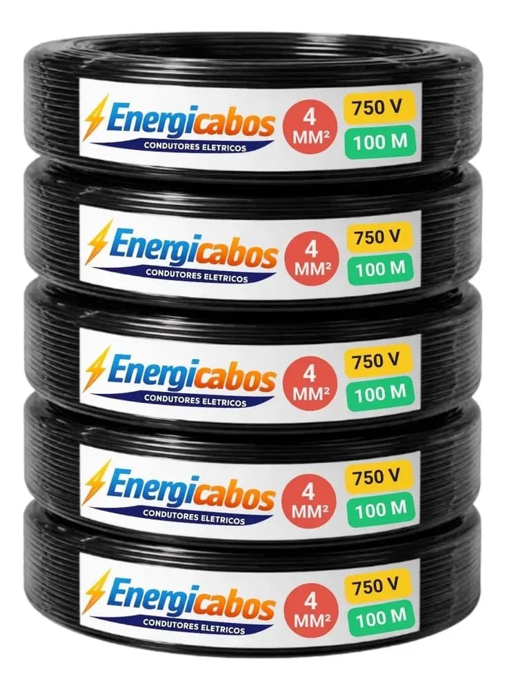 Cabo Flexível 4mm Rolo 100m Unipolar 750v