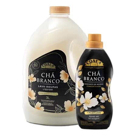 Kit Coala Laundry Chá Branco - Lava Roupas 3l + Amaciante1l