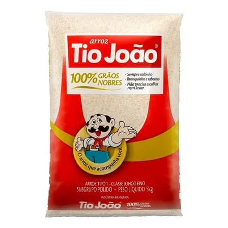 Arroz Branco Tipo 1 Pacote Com 5kg Tio João