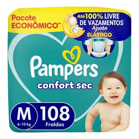 Fralda Pampers Confort Sec Tamanho M, 108 Un